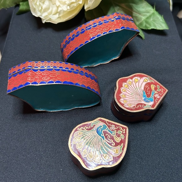 Vintage Cloisonné Butterfly Trinket Boxes - Picture 14 of 16